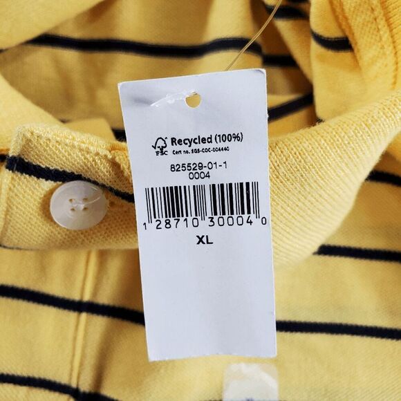 Gap Shirt Men XL Yellow Striped Polo Golf Performance Short Sleeve High Low Slit - Picture 4 of 8